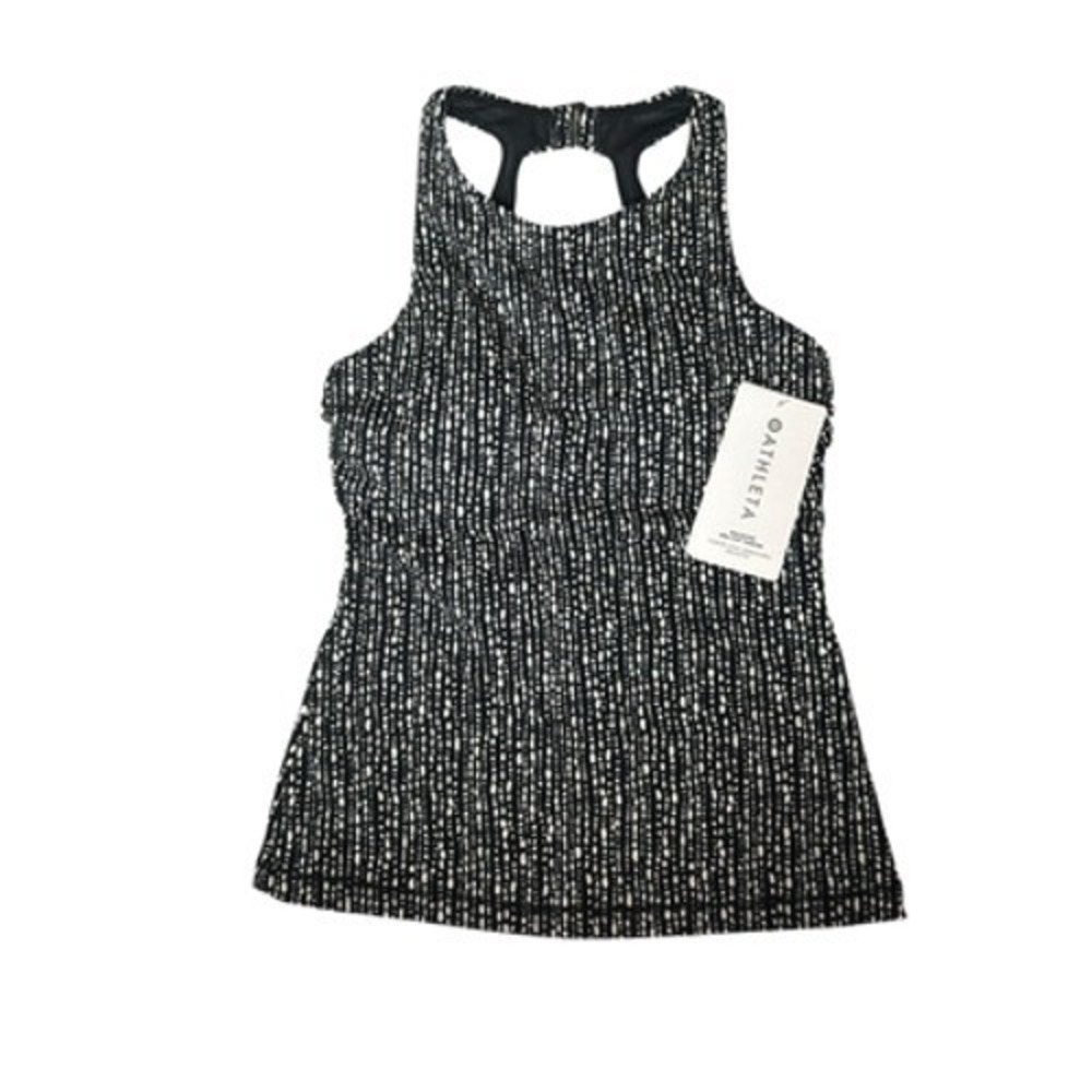 NEW Athleta 32B/C Pearls Maldives High Neck Tankini Top 657735 Black White NEW